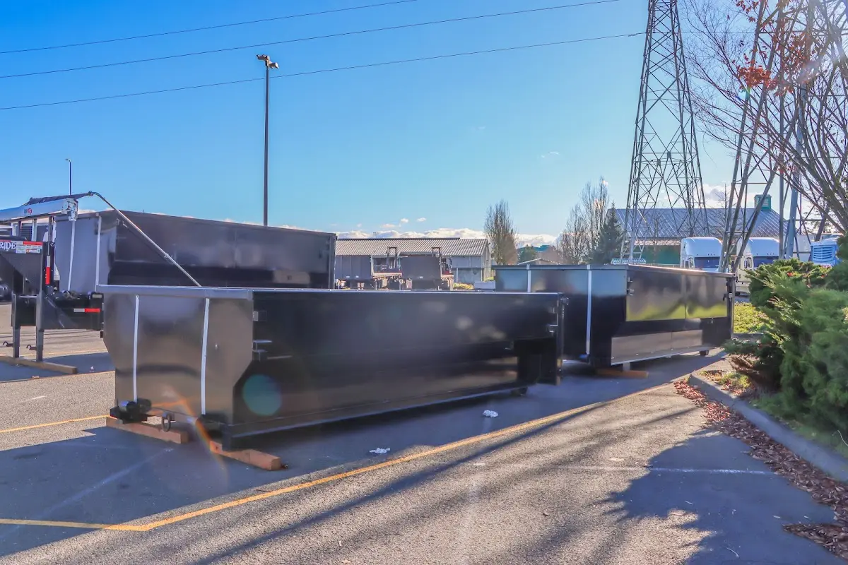 Roll-off dumpster ready for waste disposal at job site for 3 Yard Dumpster Rental in Port Angeles